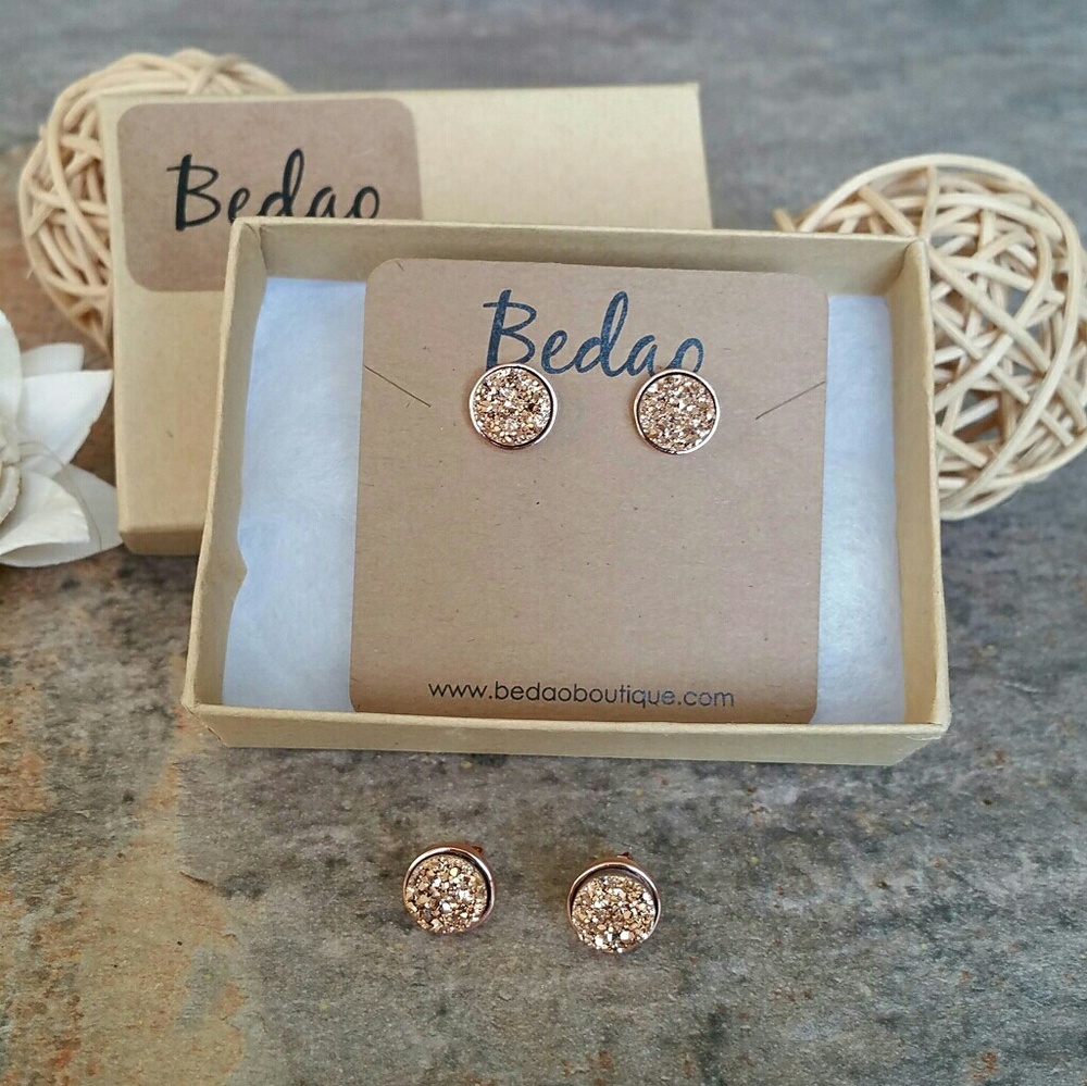 Rose Gold Druzy Earrings